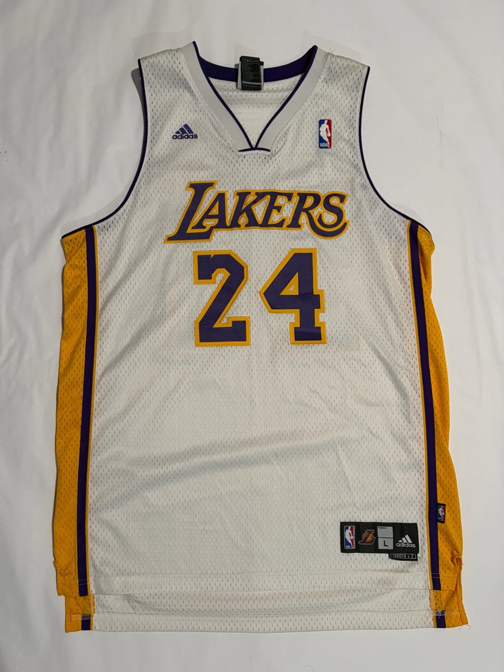 adidas Los Angeles Lakers White, Gold & Purple #24 Jersey